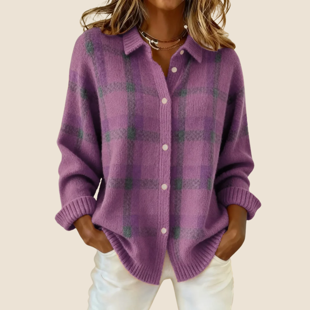 BEAUMONT NICE | PULL À CARREAUX AVEC COL POUR FEMMES