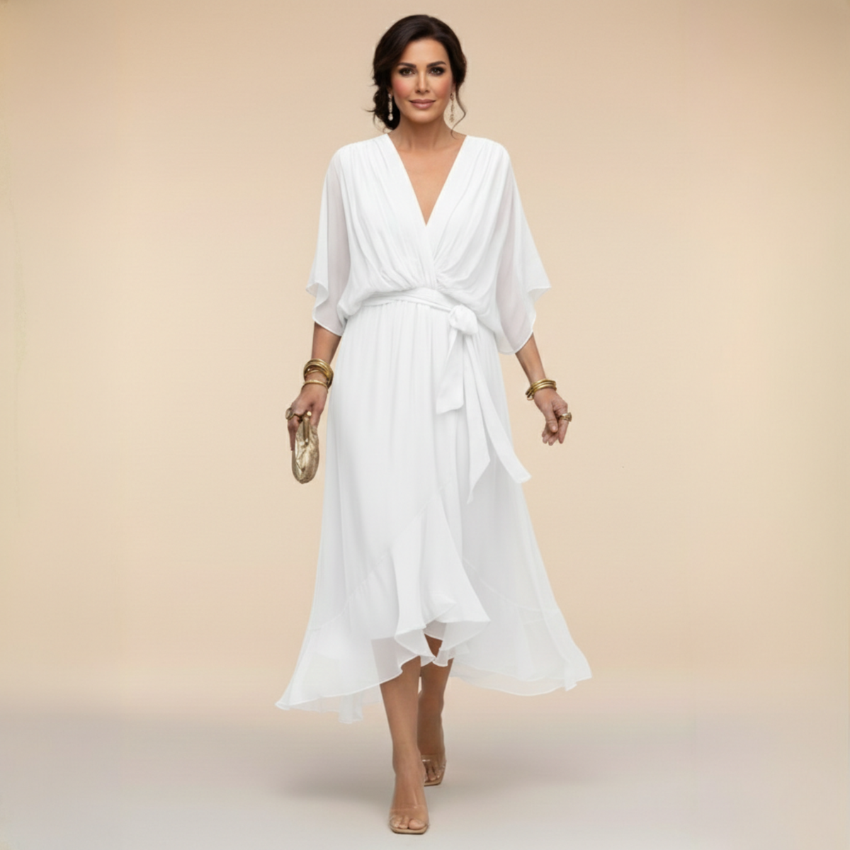BEAUMONT NICE | ROBE EN CHIFFON V POUR FEMMES