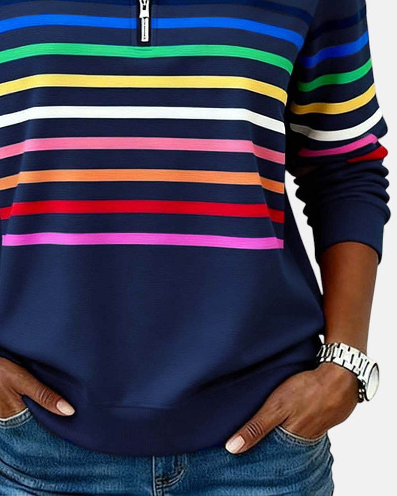 BEAUMONT NICE | PULL RAYÉ À FERMETURE ÉCLAIR POUR FEMMES