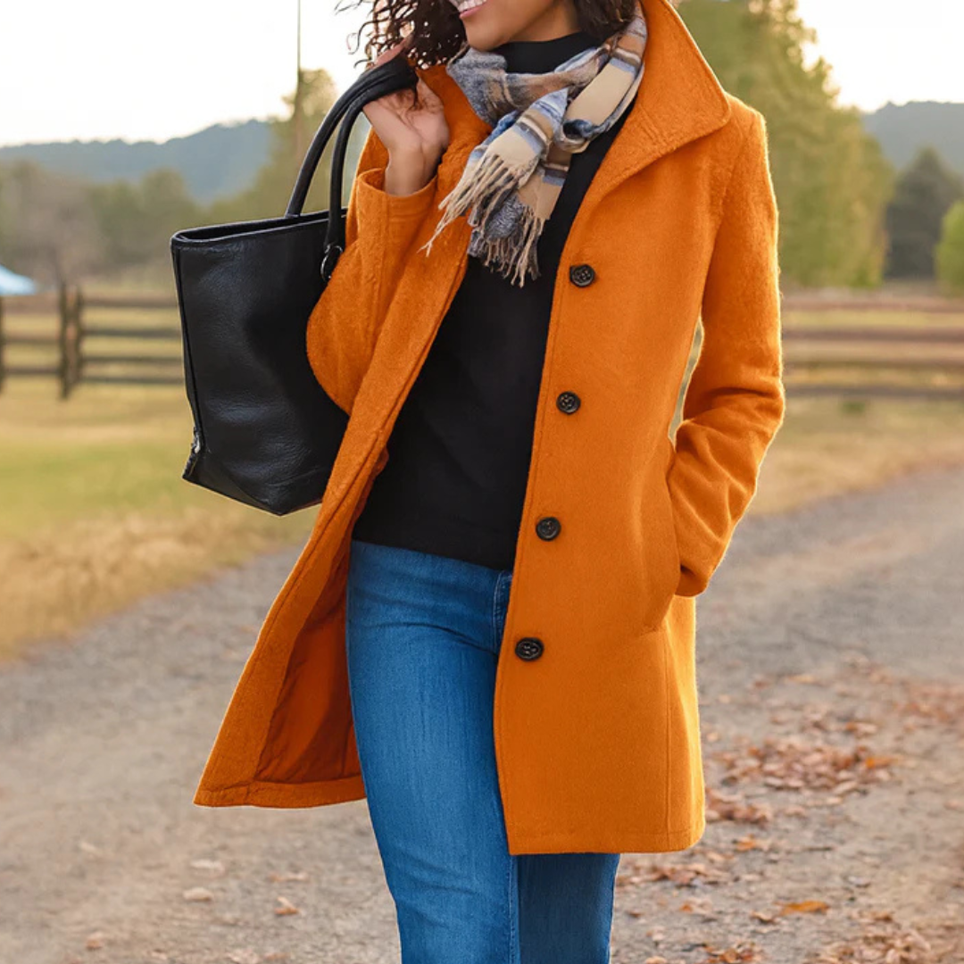 BEAUMONT NICE | MANTEAU DROIT CLASSIQUE À BOUTONS POUR FEMMES