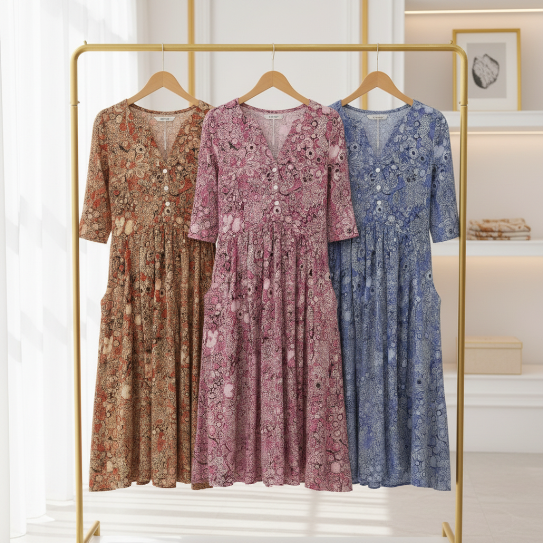 BEAUMONT NICE | ROBE MIDI À COL EN V POUR FEMMES