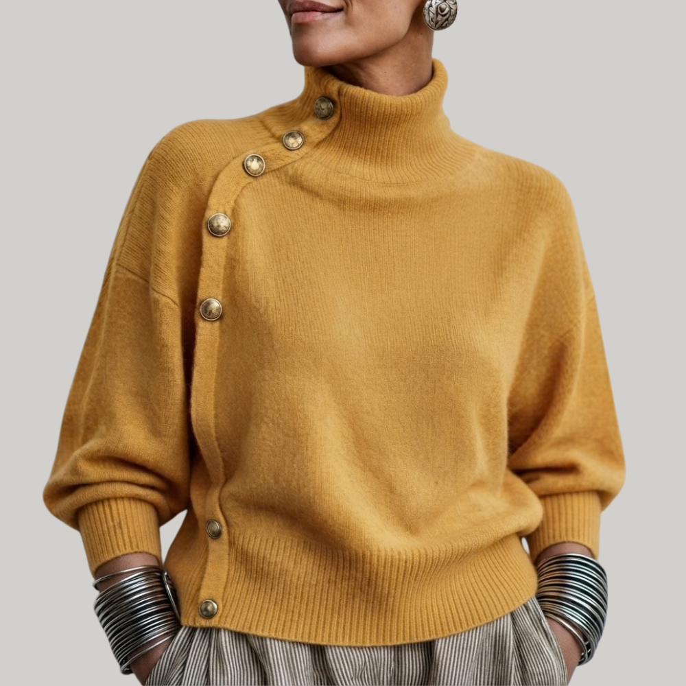 BEAUMONT NICE | PULL COL ROULÉ BOUTONNÉ POUR FEMMES