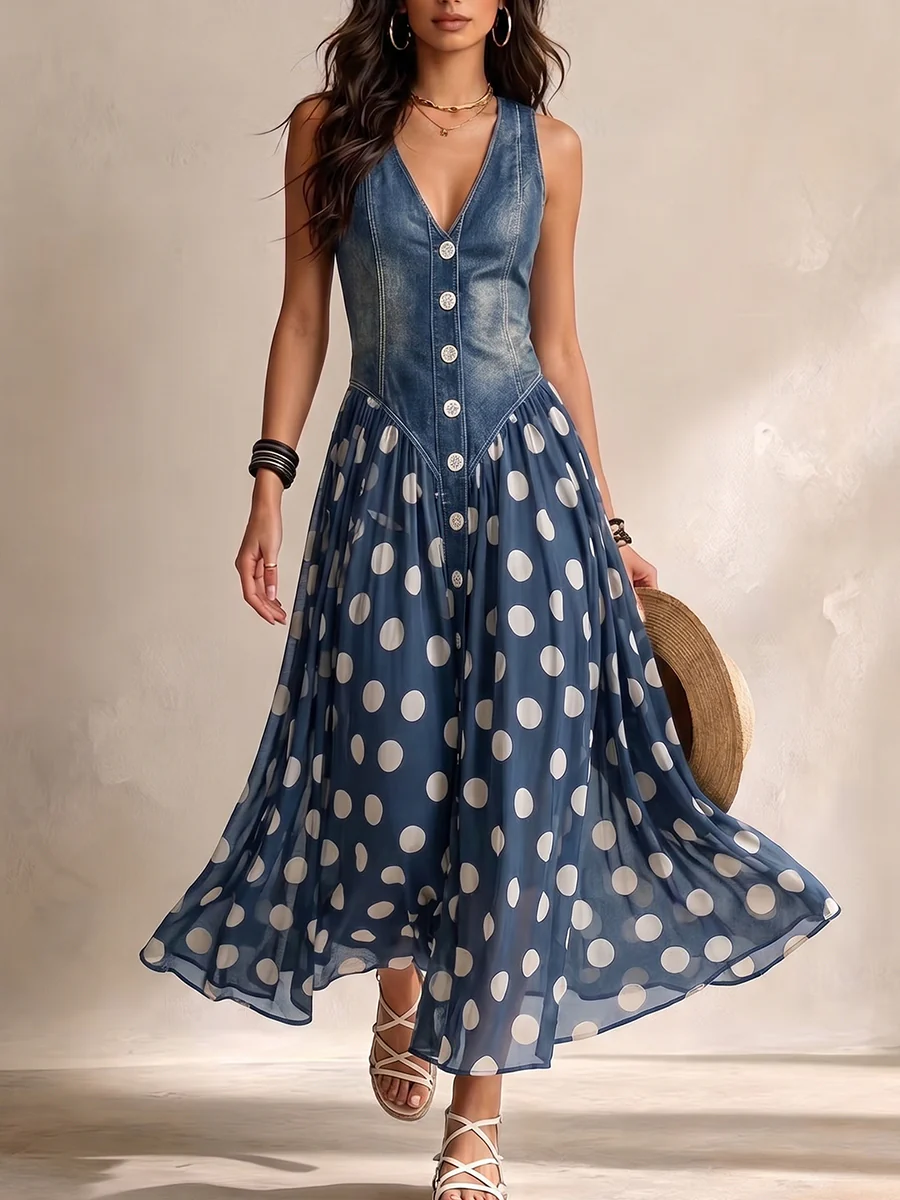 BEAUMONT NICE | ROBE MIDI À POIS POUR FEMMES