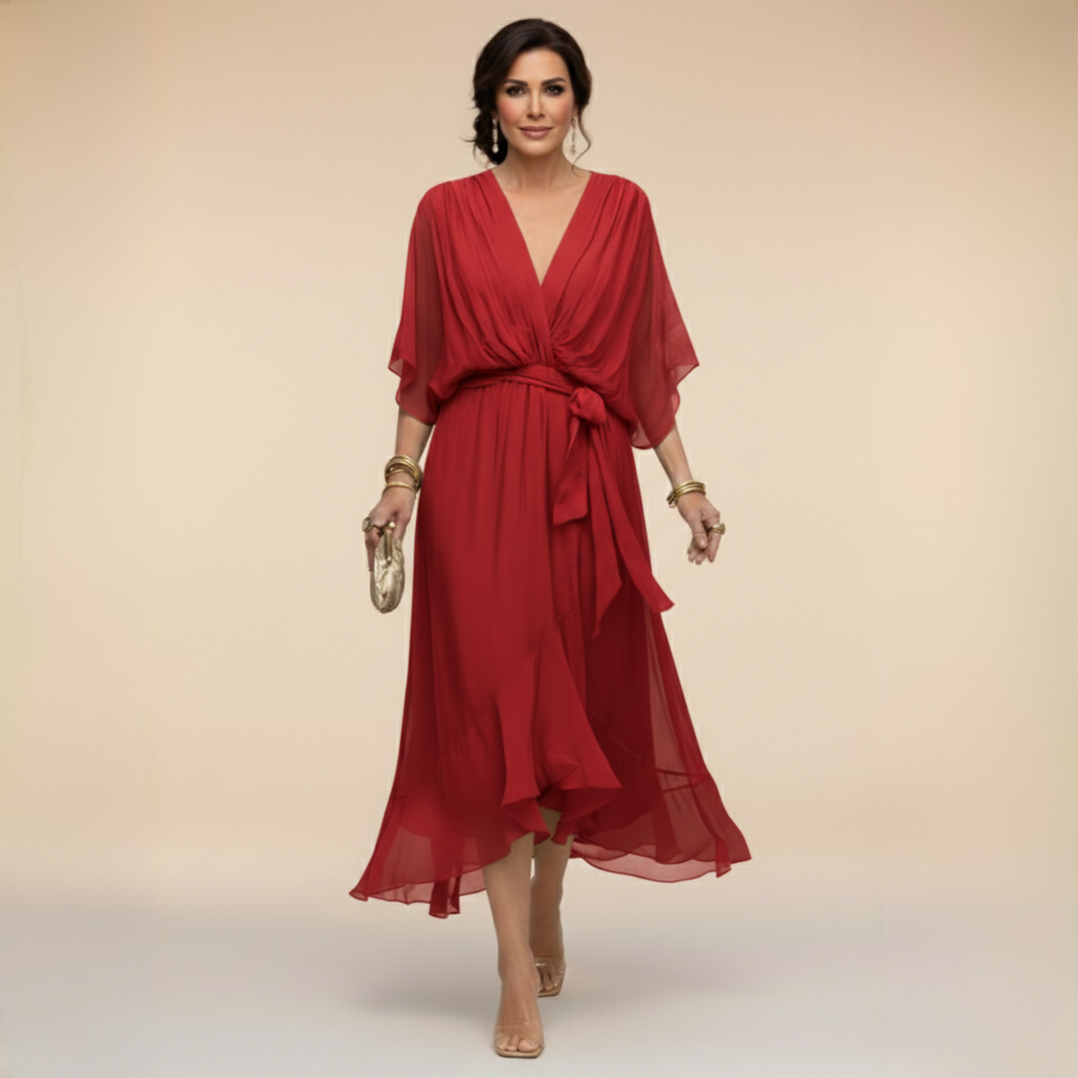 BEAUMONT NICE | ROBE EN CHIFFON V POUR FEMMES