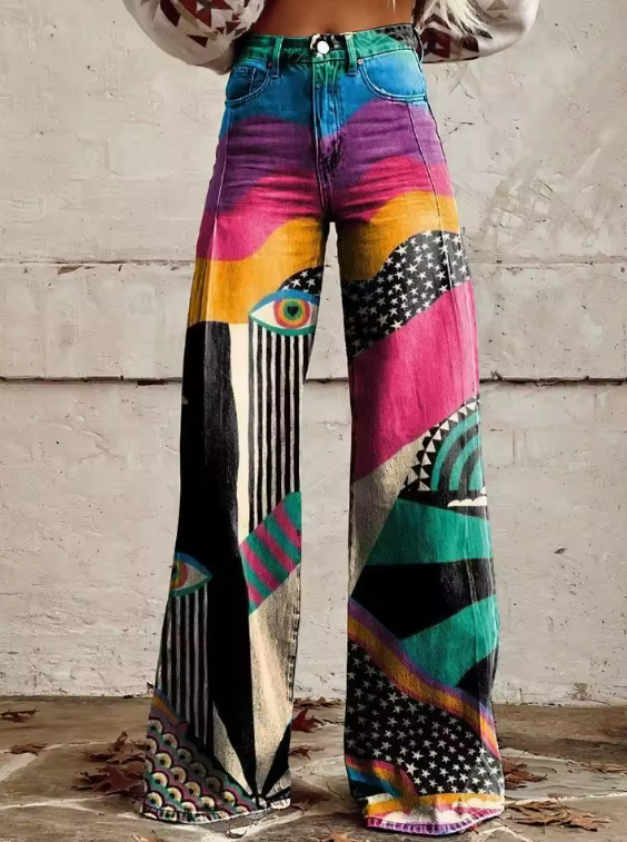BEAUMONT NICE | PANTALON ÉVASÉ GRAPHIQUE POUR FEMMES