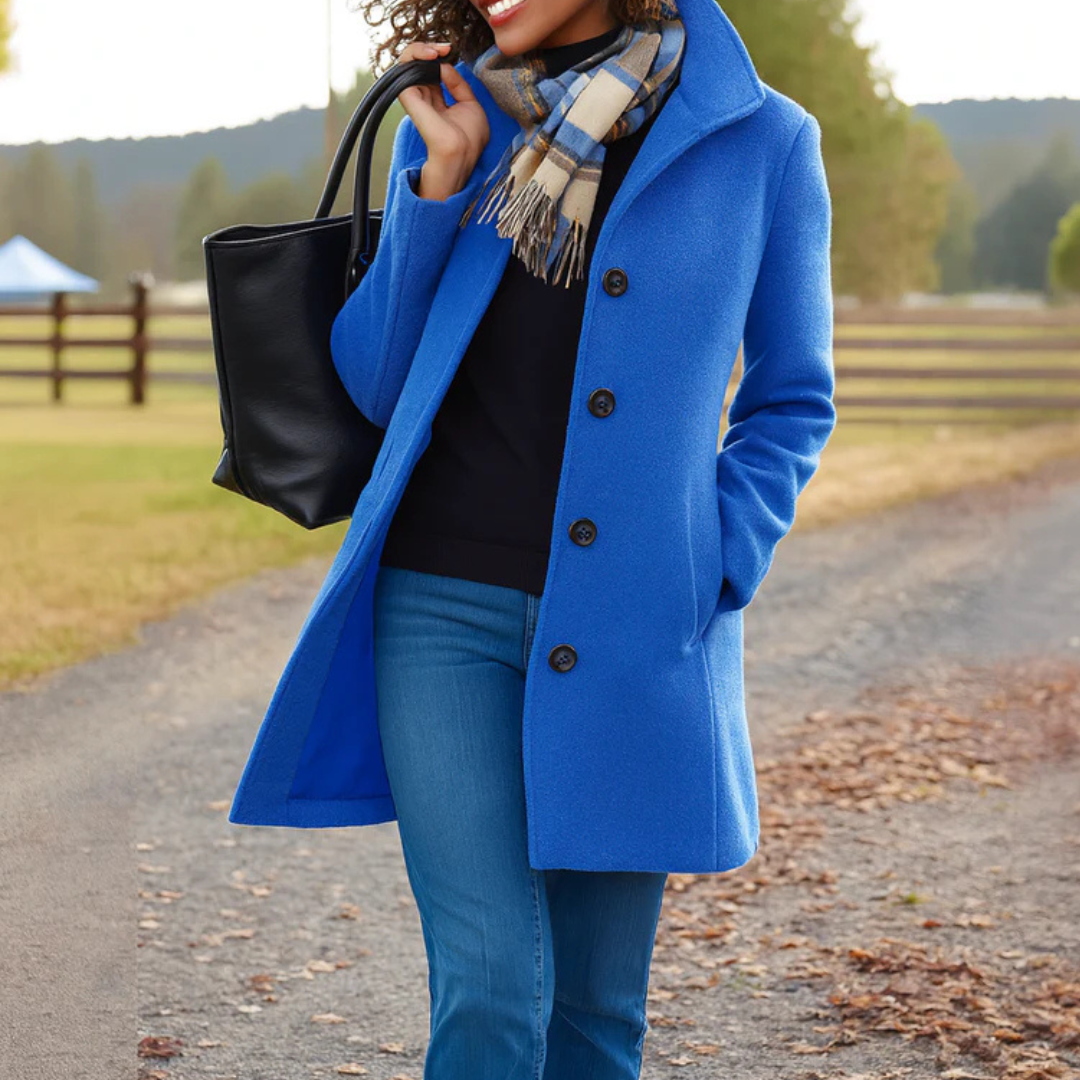 BEAUMONT NICE | MANTEAU DROIT CLASSIQUE À BOUTONS POUR FEMMES