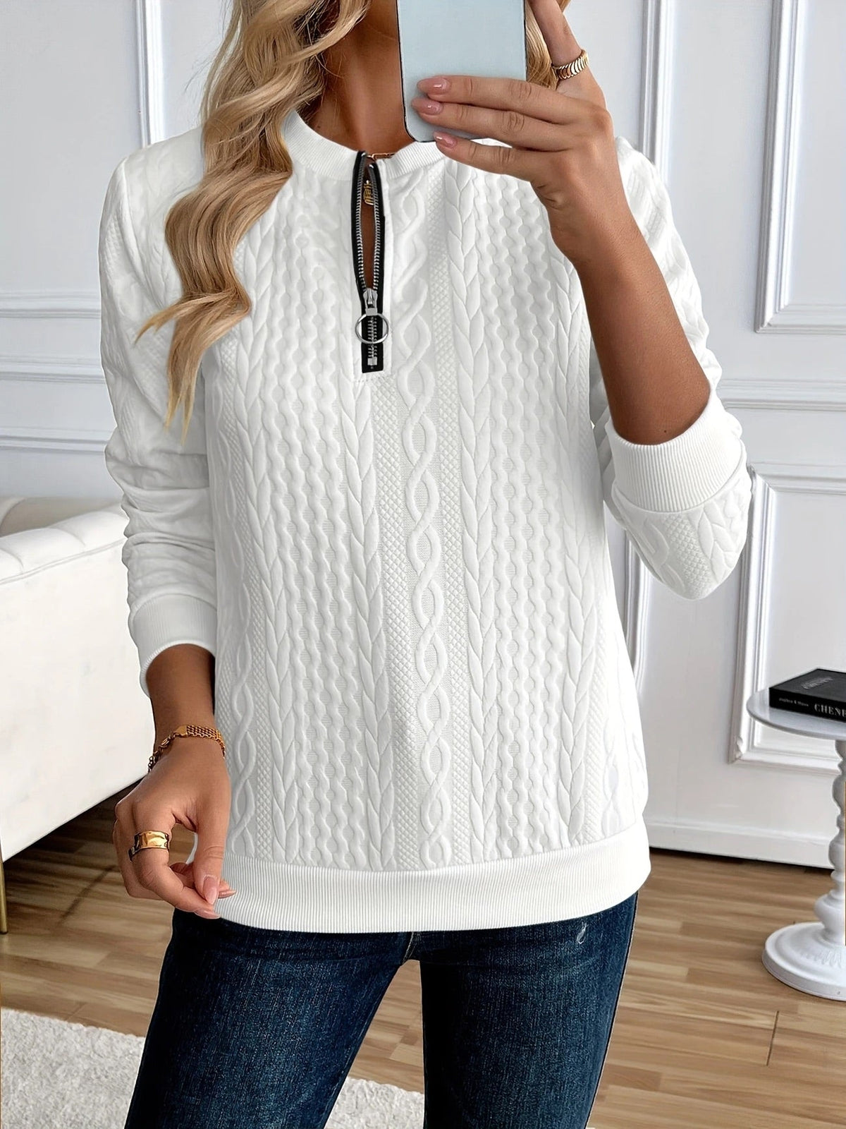 BEAUMONT NICE | SWEAT ZIPPÉ TEXTURÉ POUR FEMMES