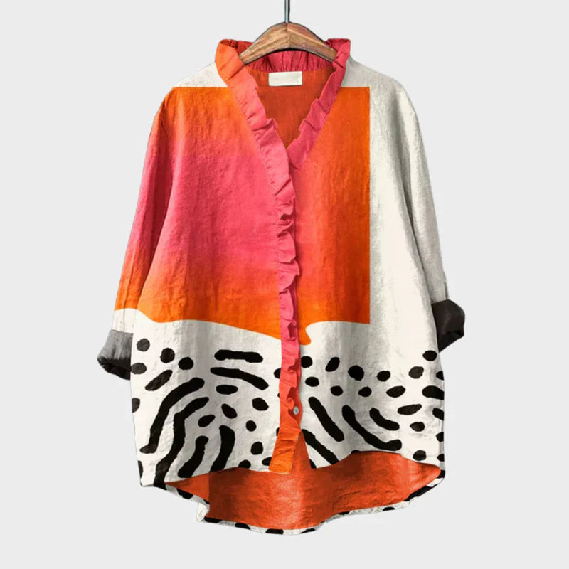 BEAUMONT NICE | BLOUSE À COL V VOLANT SUR LE DEVANT POUR FEMME