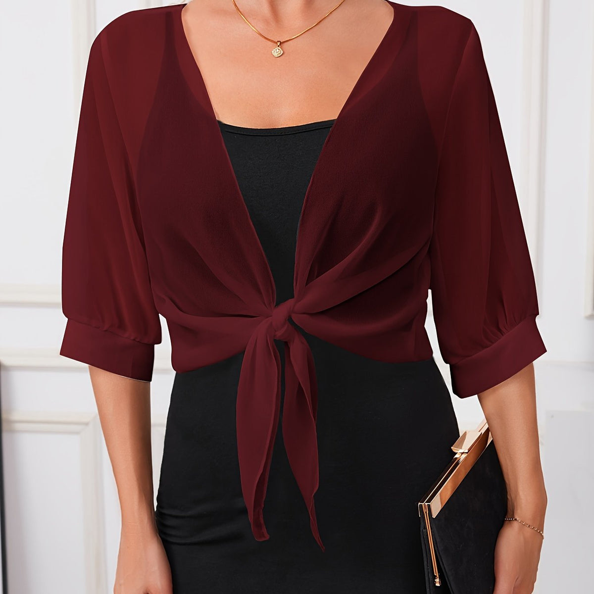 BEAUMONT NICE | GILET BOLÉRO AVEC NOEUD SUR LE DEVANT POUR FEMMES