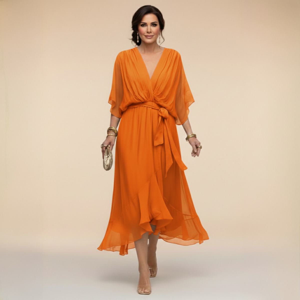 BEAUMONT NICE | ROBE EN CHIFFON V POUR FEMMES