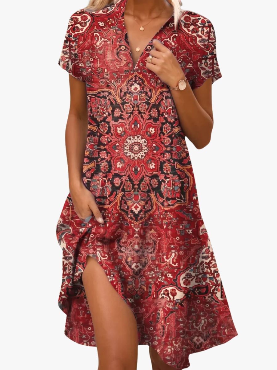 BEAUMONT NICE | CHIC ROBE MIDI IMPRIMÉE POUR FEMMES