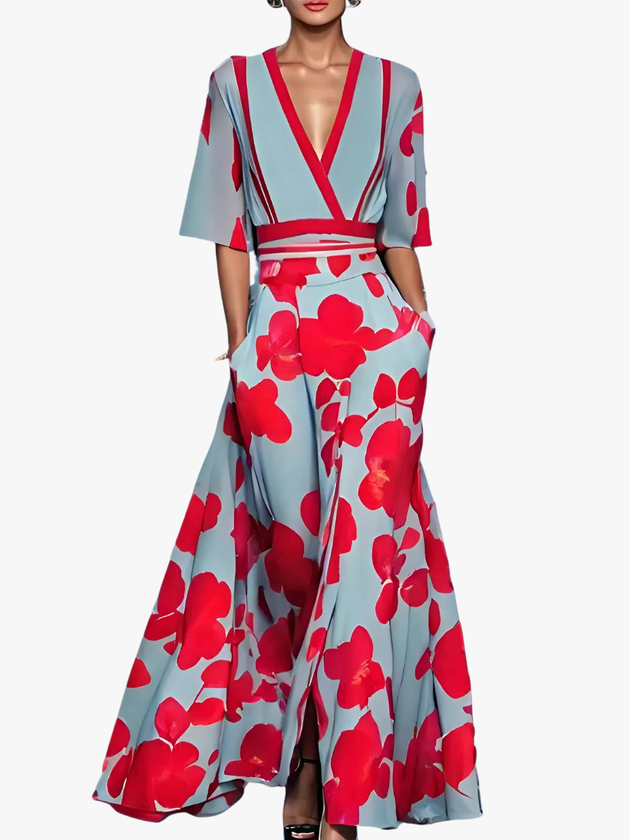BEAUMONT NICE | ROBE FLORALE COL V POUR FEMMES