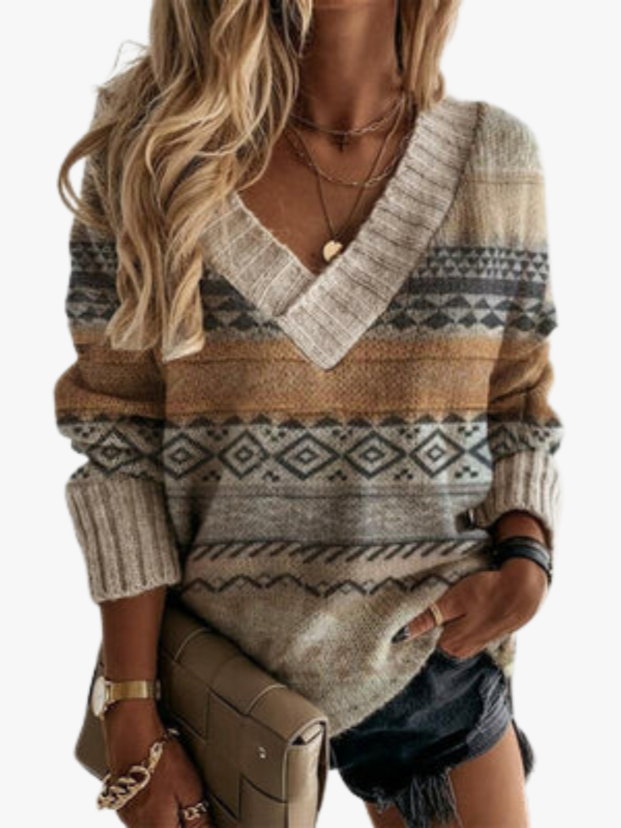 BEAUMONT NICE | PULL TRICOT PATCHWORK POUR FEMMES
