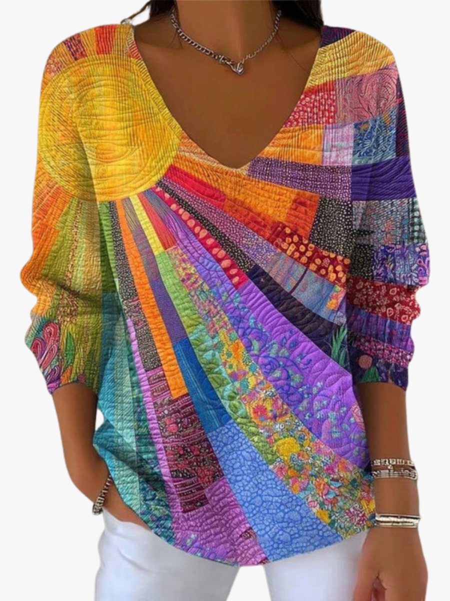 BEAUMONT NICE | PULL IMPRIMÉ COL V POUR FEMMES