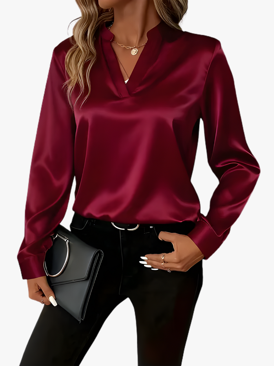 BEAUMONT NICE | BLOUSE SATINÉE COL V POUR FEMMES