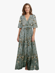 BEAUMONT NICE | ROBE MAXI À COL EN V FLORAL POUR FEMMES