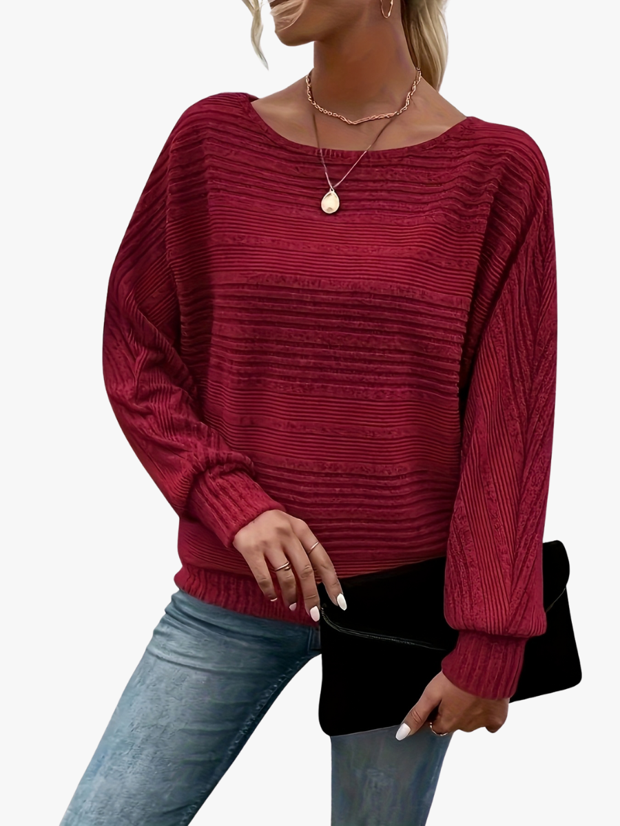 BEAUMONT NICE | PULL À MANCHES BATWING RIBBÉ POUR FEMMES