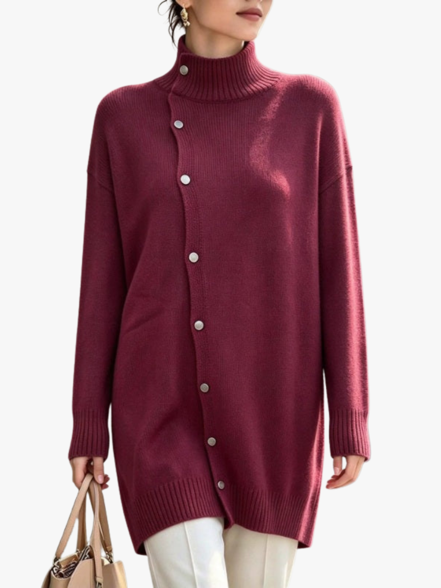 BEAUMONT NICE | PULL COL ROLLO À BOUTONS POUR FEMMES
