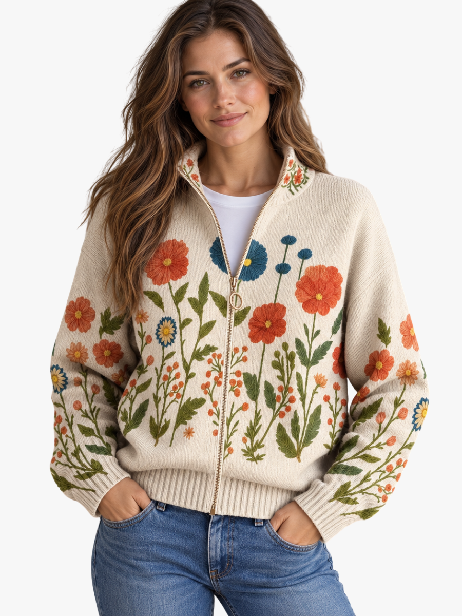 BEAUMONT NICE | GILET EN FLORAL ZIPPÉ POUR FEMMES