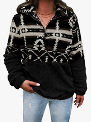 BEAUMONT NICE | SWEAT-SHIRT À MI-ZIP EN MOTIF GÉOMÉTRIQUE POUR FEMMES