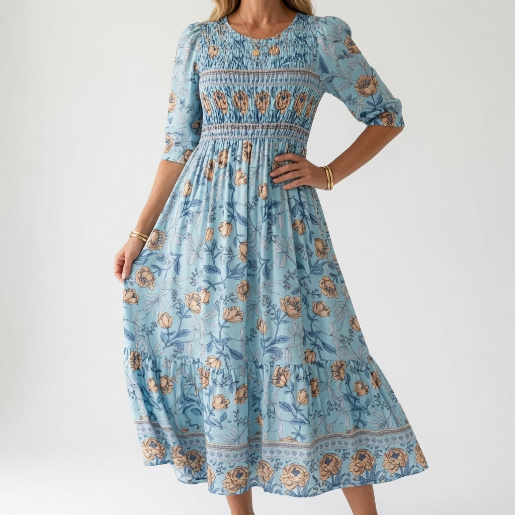BEAUMONT NICE | ROBE MAXI FLORALE IMPRIMÉE POUR FEMMES