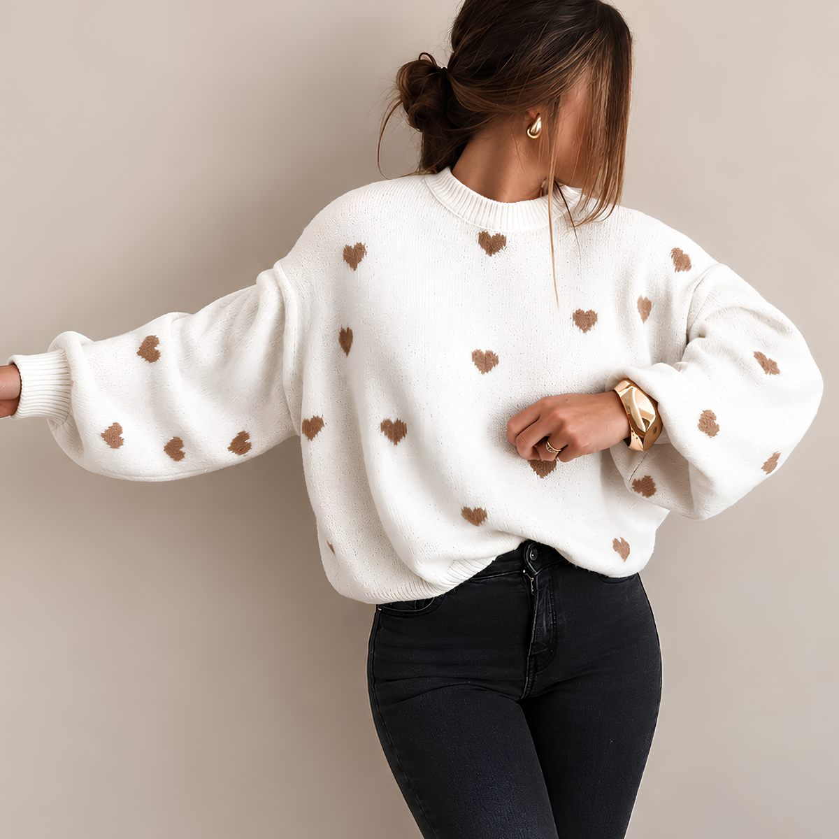 BEAUMONT NICE | SWEAT À COL ROND AVEC MOTIF CŒUR POUR FEMMES