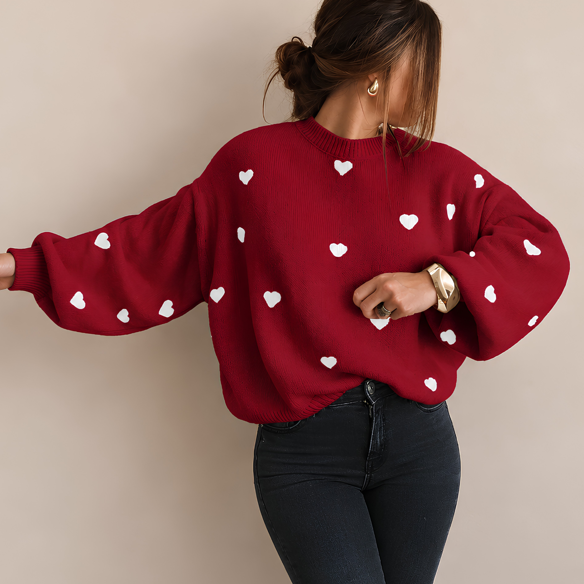 BEAUMONT NICE | SWEAT À COL ROND AVEC MOTIF CŒUR POUR FEMMES
