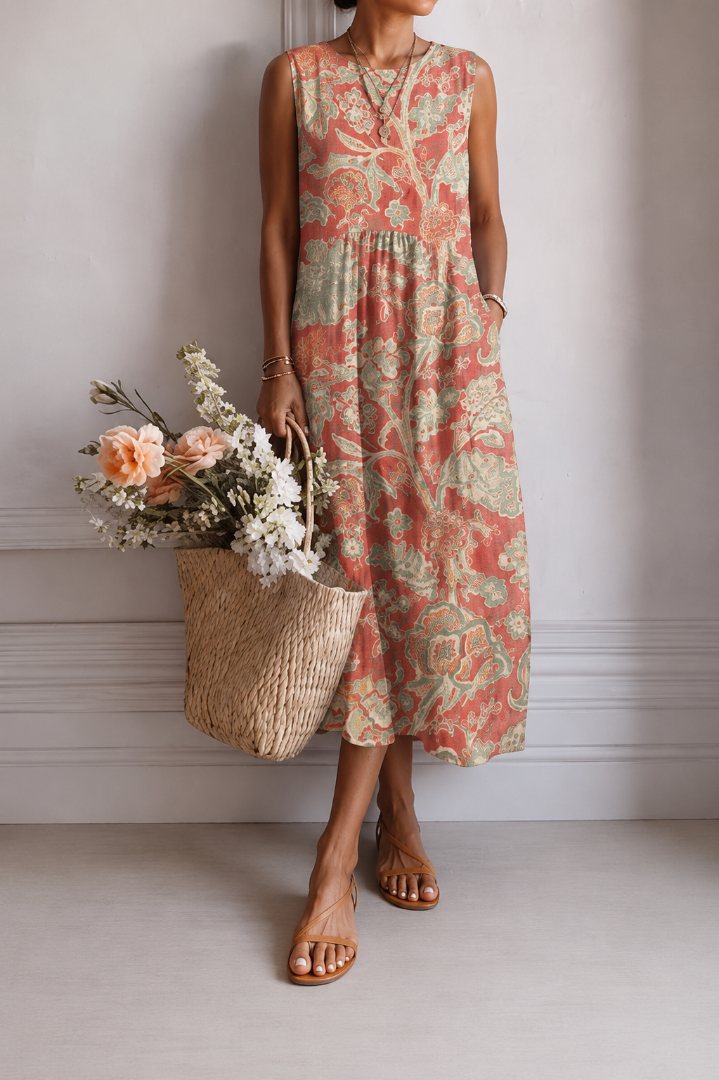 BEAUMONT NICE | FLORALE ROBE MIDI FLUIDE POUR FEMMES