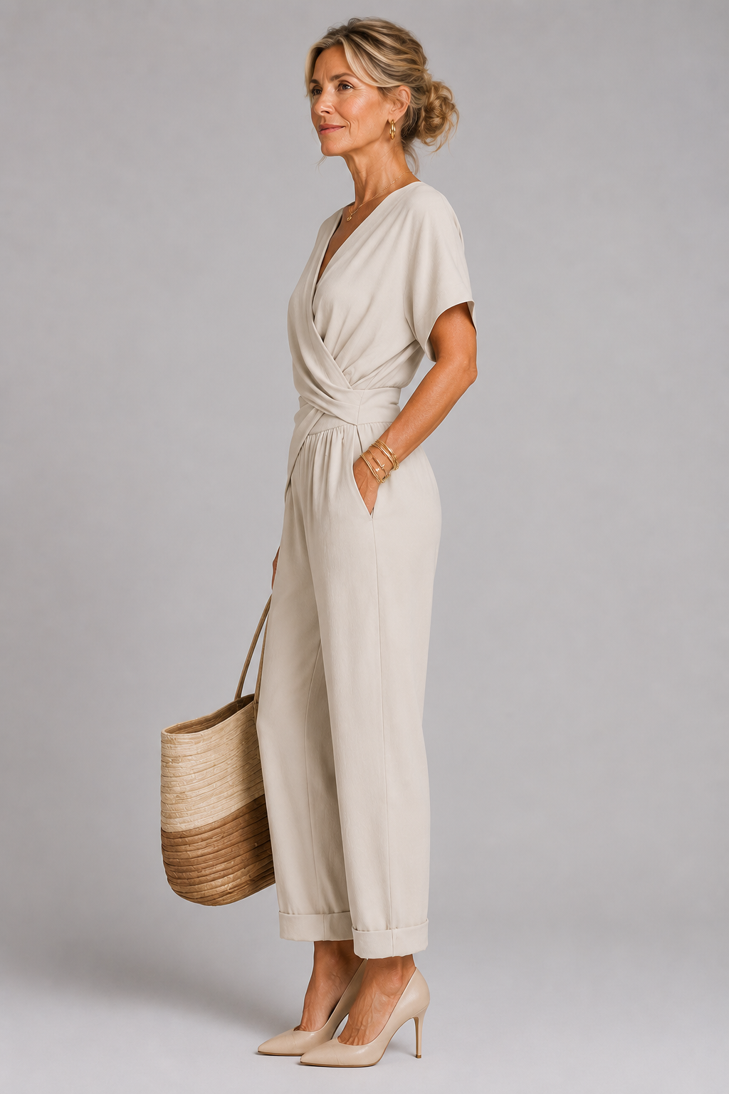 BEAUMONT NICE | ENSEMBLE PANTALON LARGE STYLE WRAP POUR FEMMES