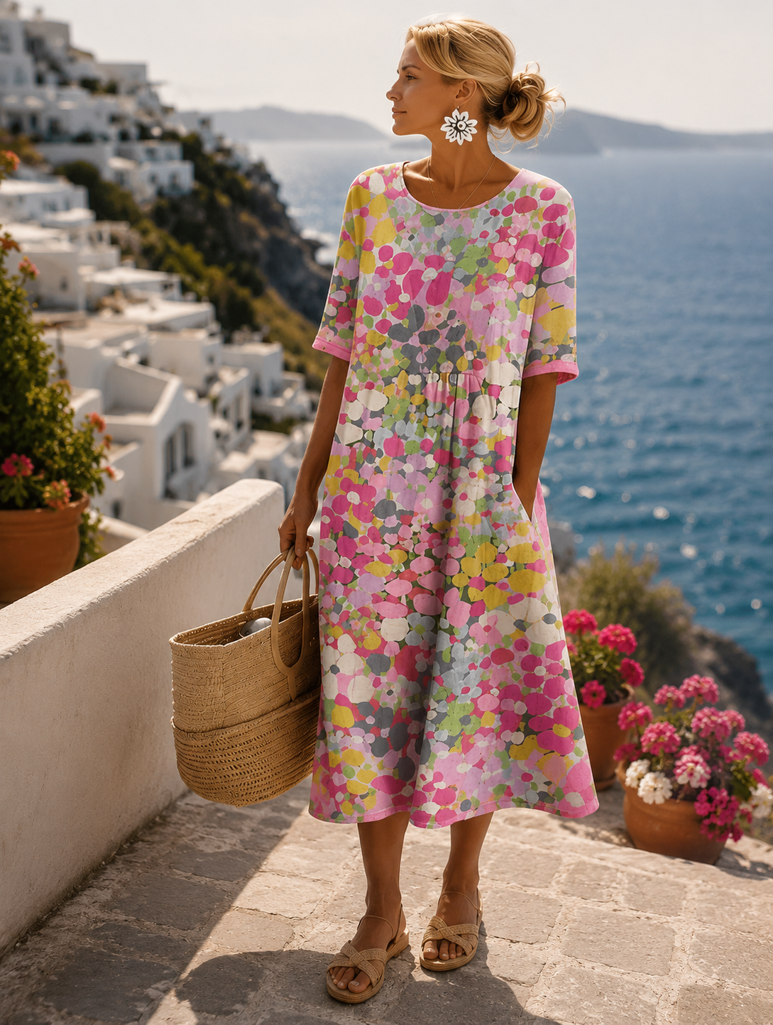 BEAUMONT NICE | ROBE MIDI FLEURIE ÉLÉGANTE POUR FEMMES