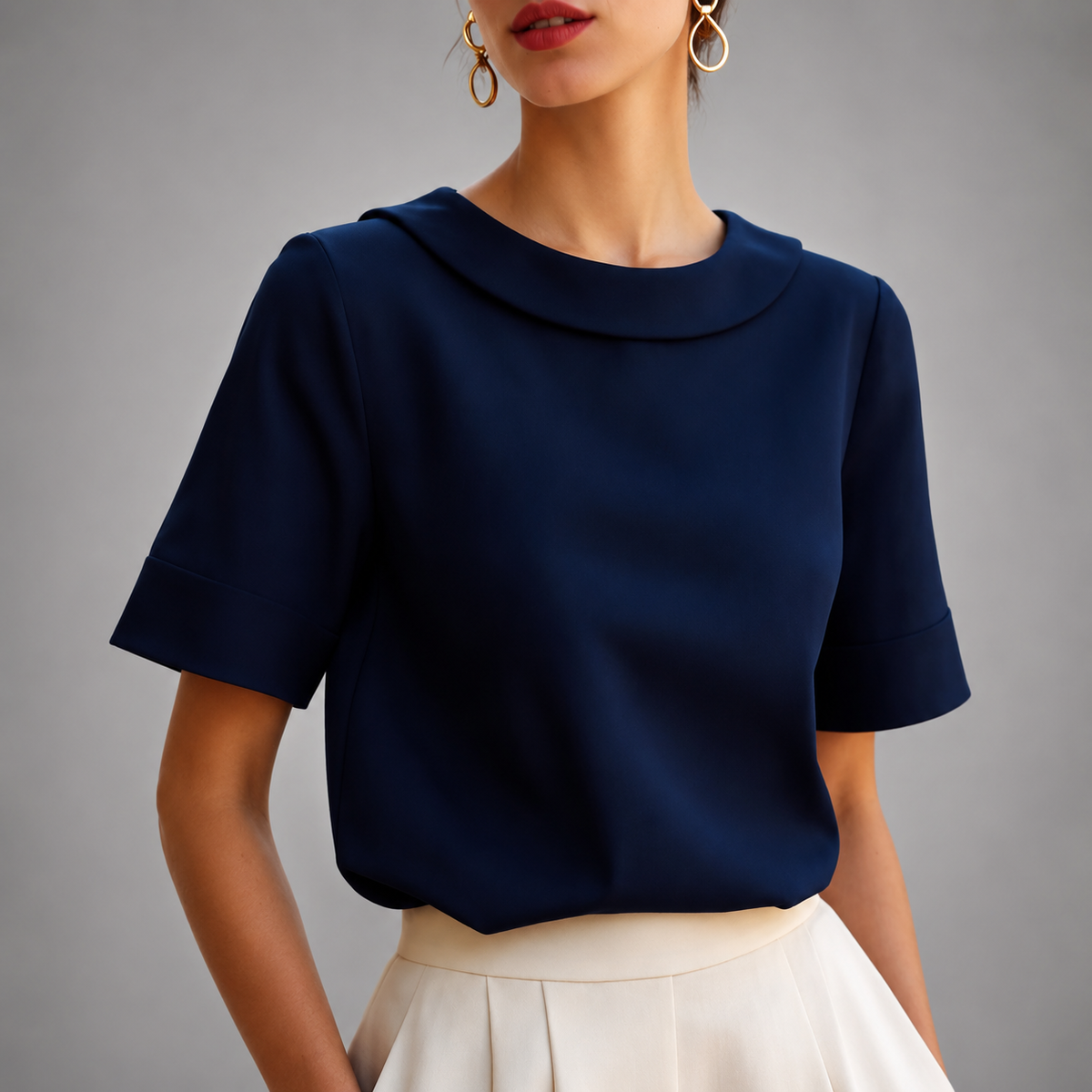BEAUMONT NICE | CHIC BLOUSE À COL ROND POUR FEMMES