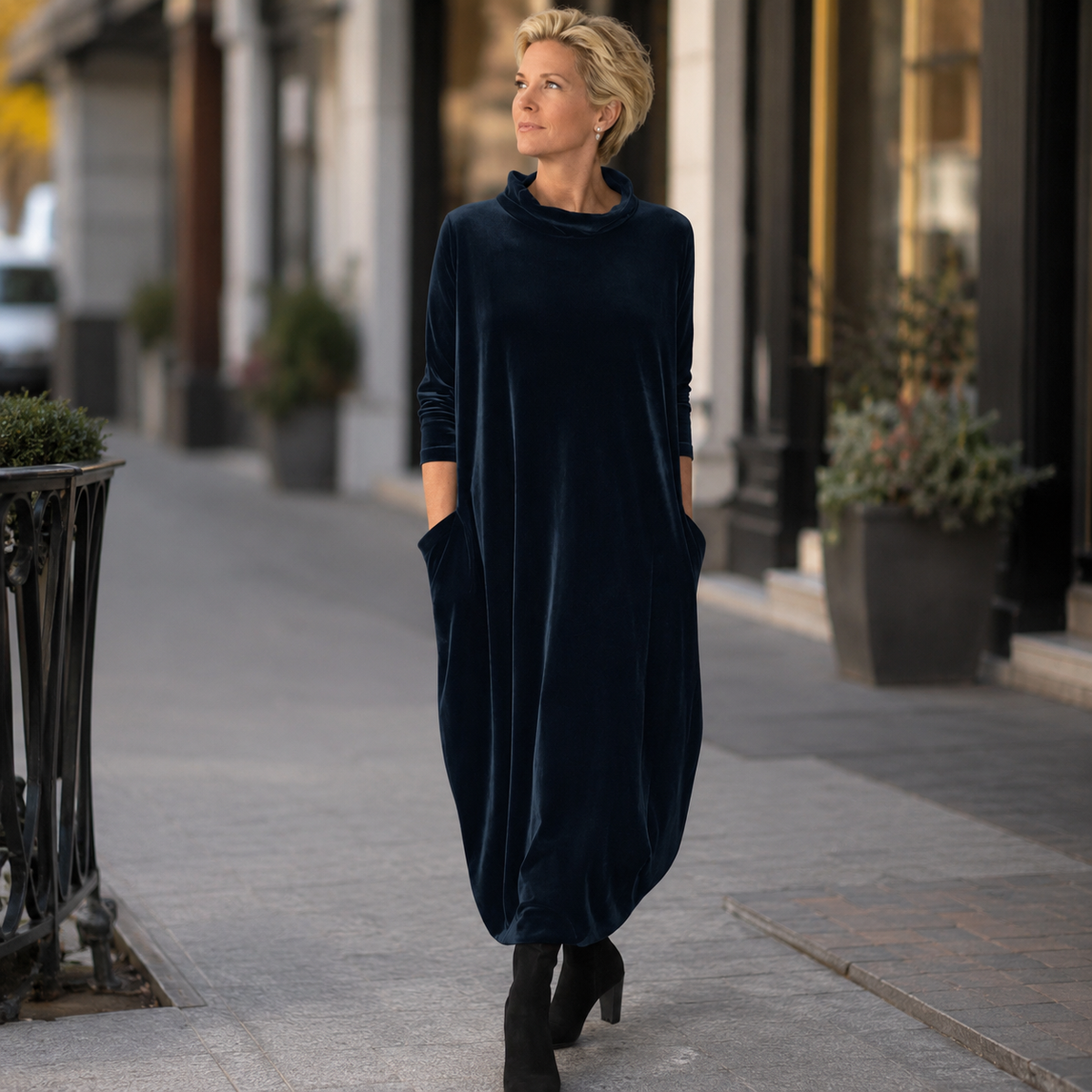 BEAUMONT NICE | ROBE MAXI EN VELOURS DRAPÉE POUR FEMMES