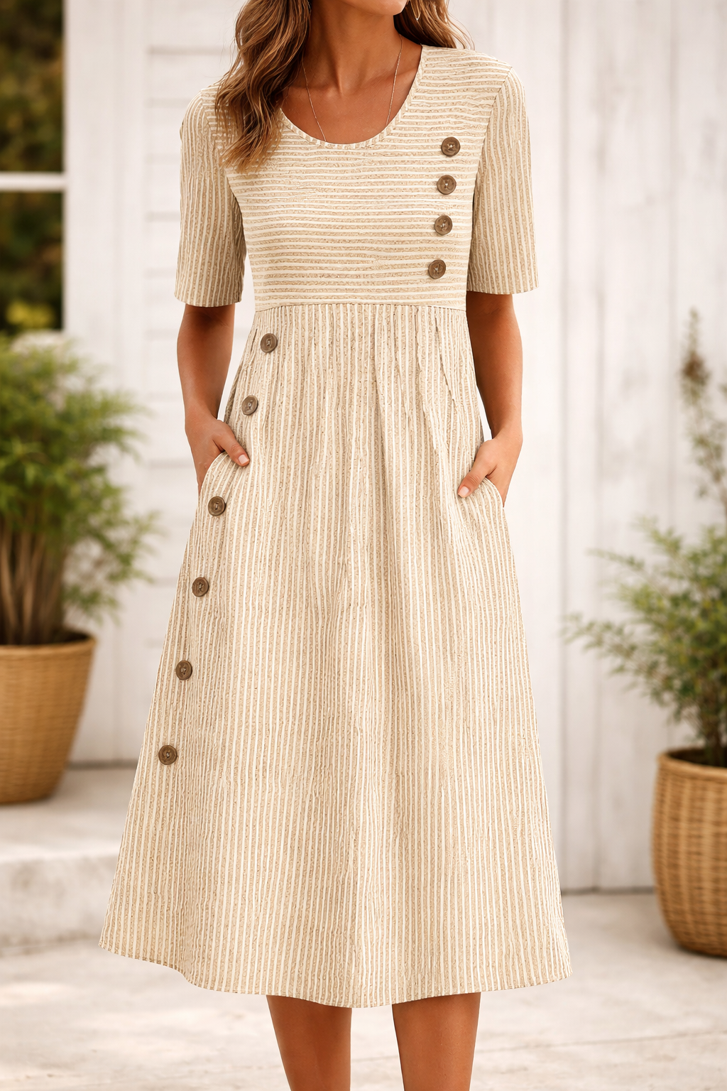 BEAUMONT NICE | ROBE MIDI À RAYURES POUR FEMMES