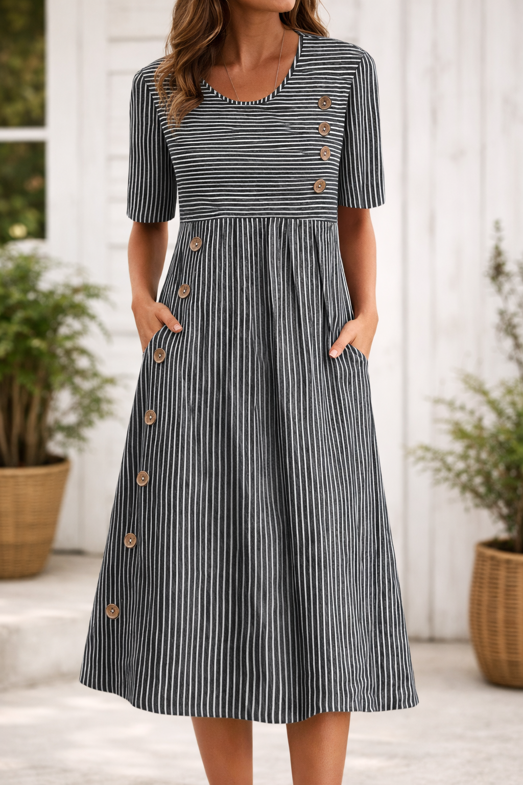 BEAUMONT NICE | ROBE MIDI À RAYURES POUR FEMMES