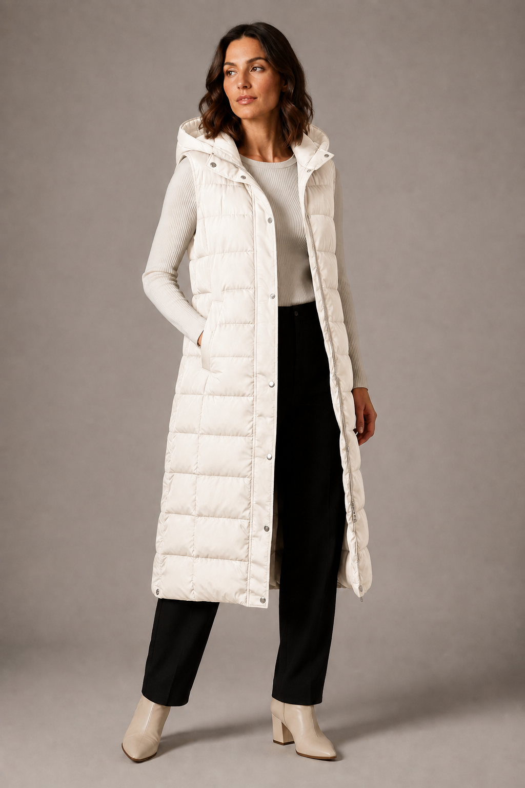 BEAUMONT NICE | GILET LONGUE À CAPUCHE POUR FEMMES