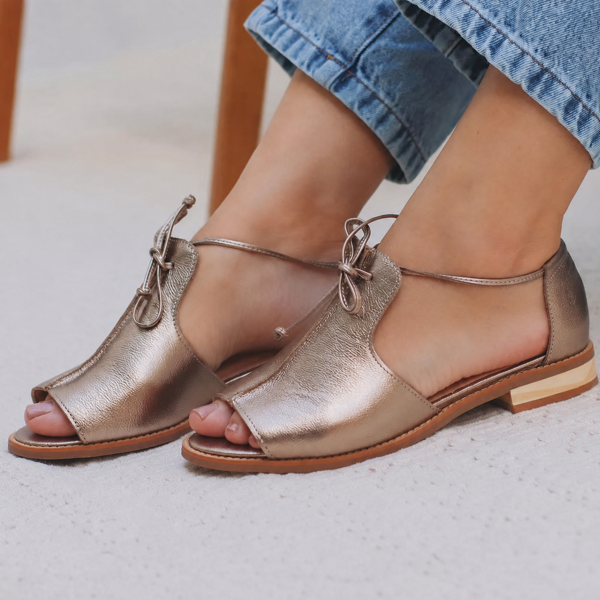 BEAUMONT NICE | SANDALES À LANIÈRES MÉTALLIQUES POUR FEMMES