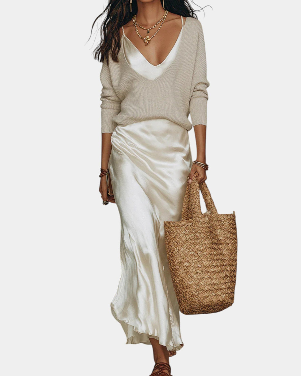 BEAUMONT NICE | ROBE EN SATIN AVEC BLOUSE POUR FEMME