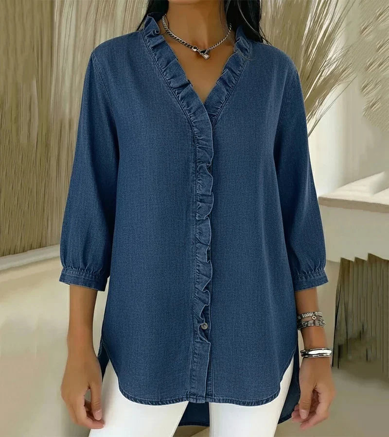 BEAUMONT NICE | BLOUSE EN DENIM COL V POUR FEMME