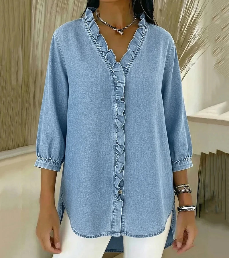 BEAUMONT NICE | BLOUSE EN DENIM COL V POUR FEMME