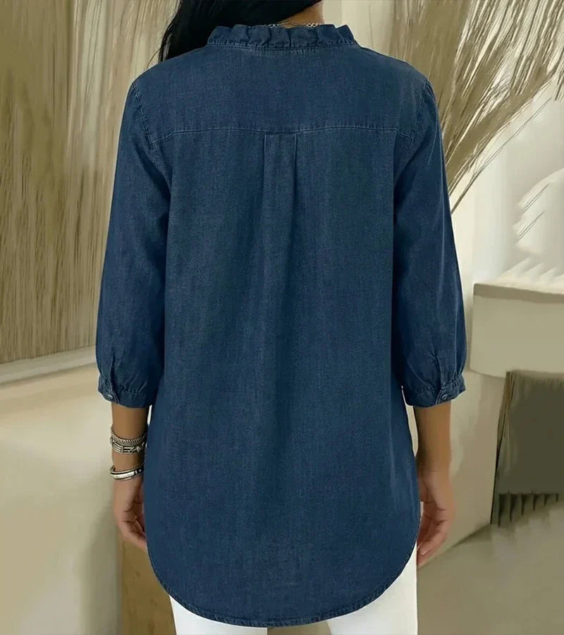 BEAUMONT NICE | BLOUSE EN DENIM COL V POUR FEMME