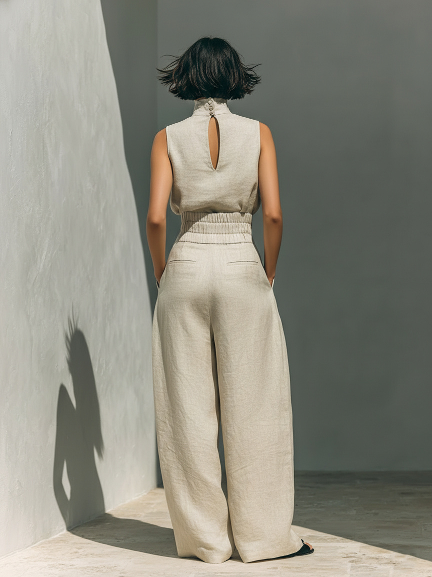 BEAUMONT NICE | ENSEMBLE PANTALON LARGE EN COTON POUR FEMME