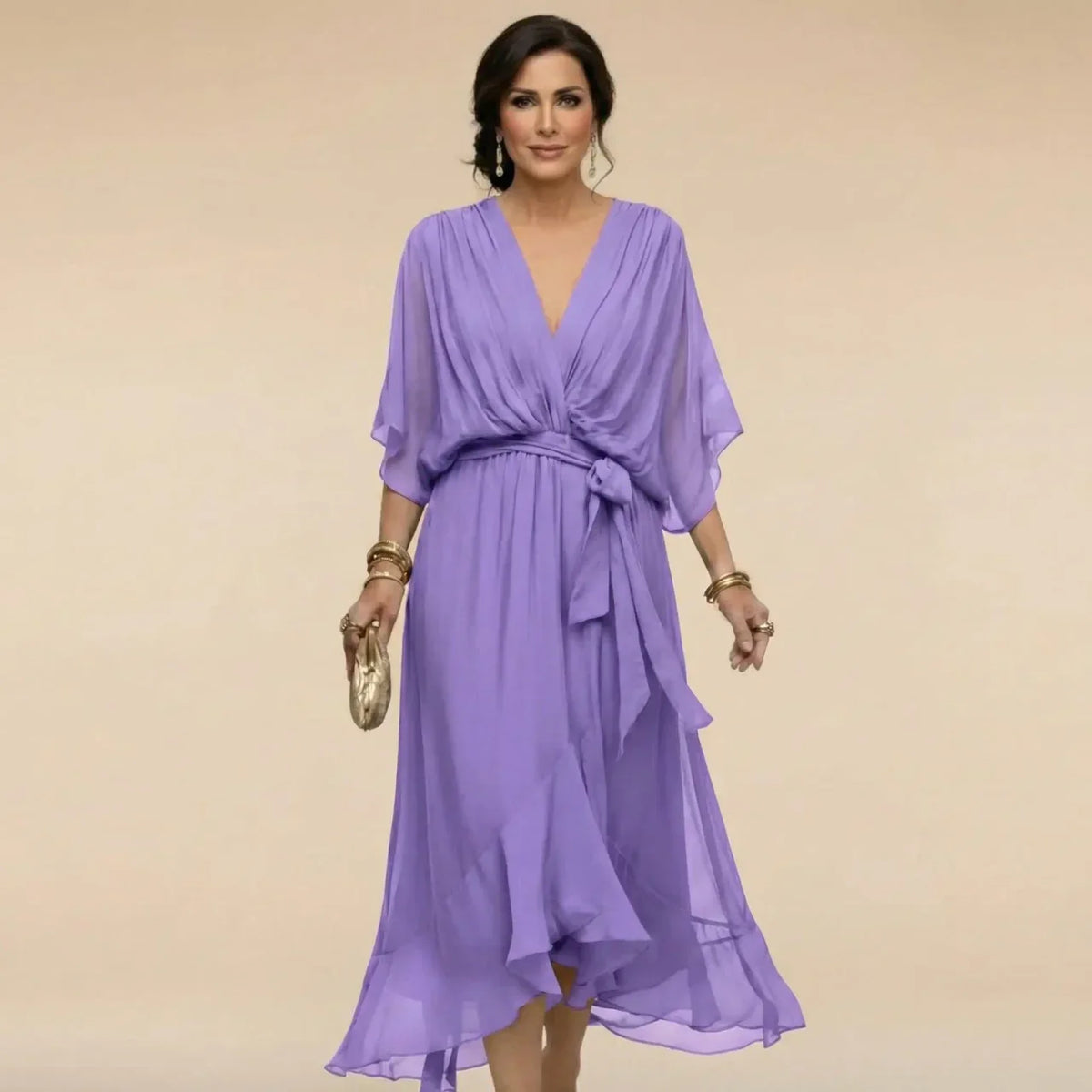 BEAUMONT NICE | ROBE EN CHIFFON V POUR FEMMES
