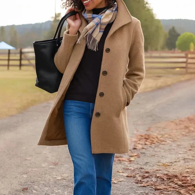BEAUMONT NICE | MANTEAU DROIT CLASSIQUE À BOUTONS POUR FEMMES