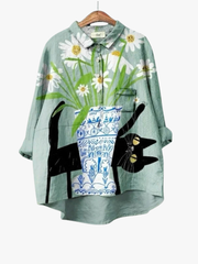 BEAUMONT NICE | BLOUSE CHAT FLEURI POUR FEMMES