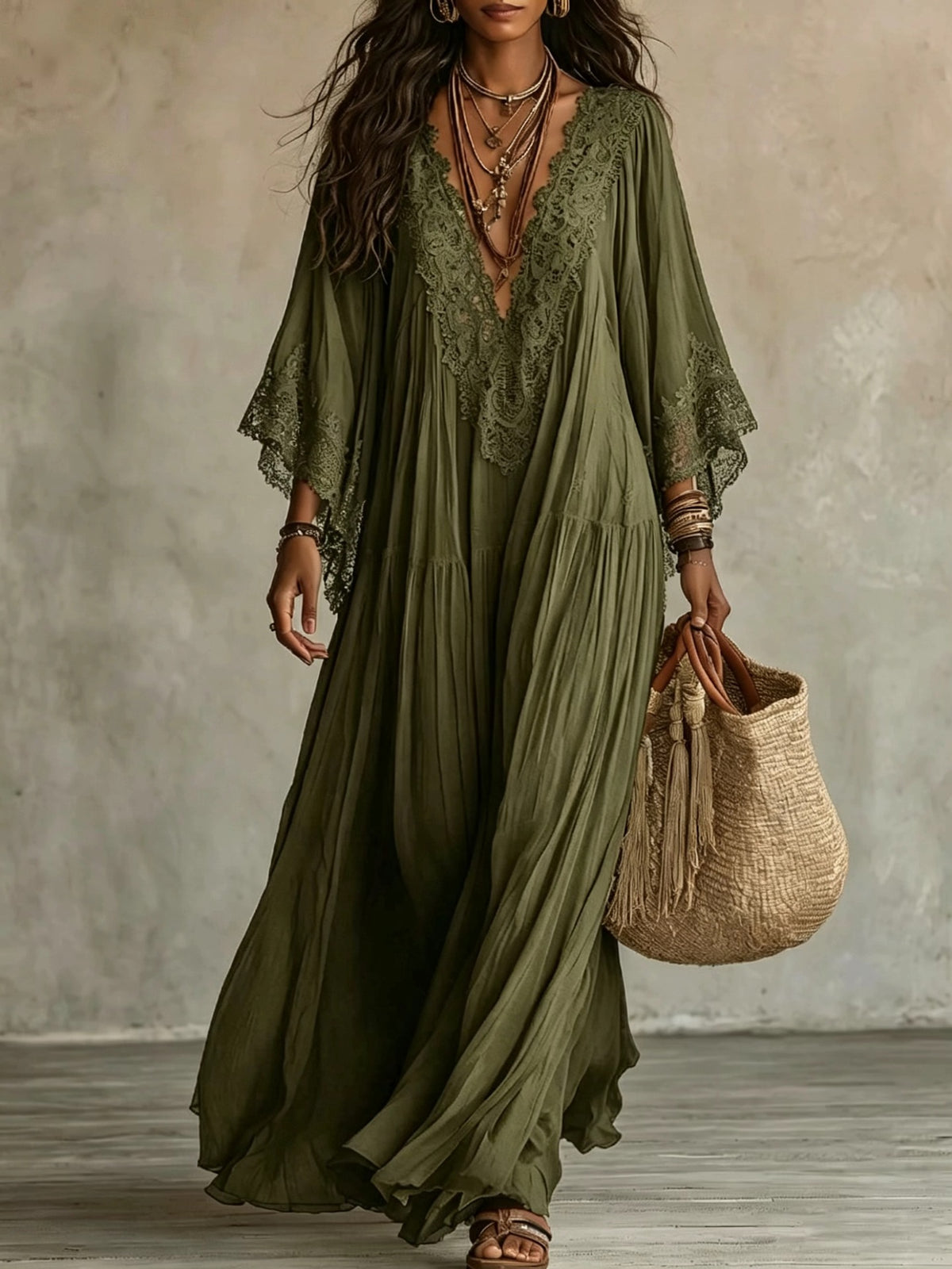 BEAUMONT NICE | ROBE MAXI AVEC DENTELLE POUR FEMMES