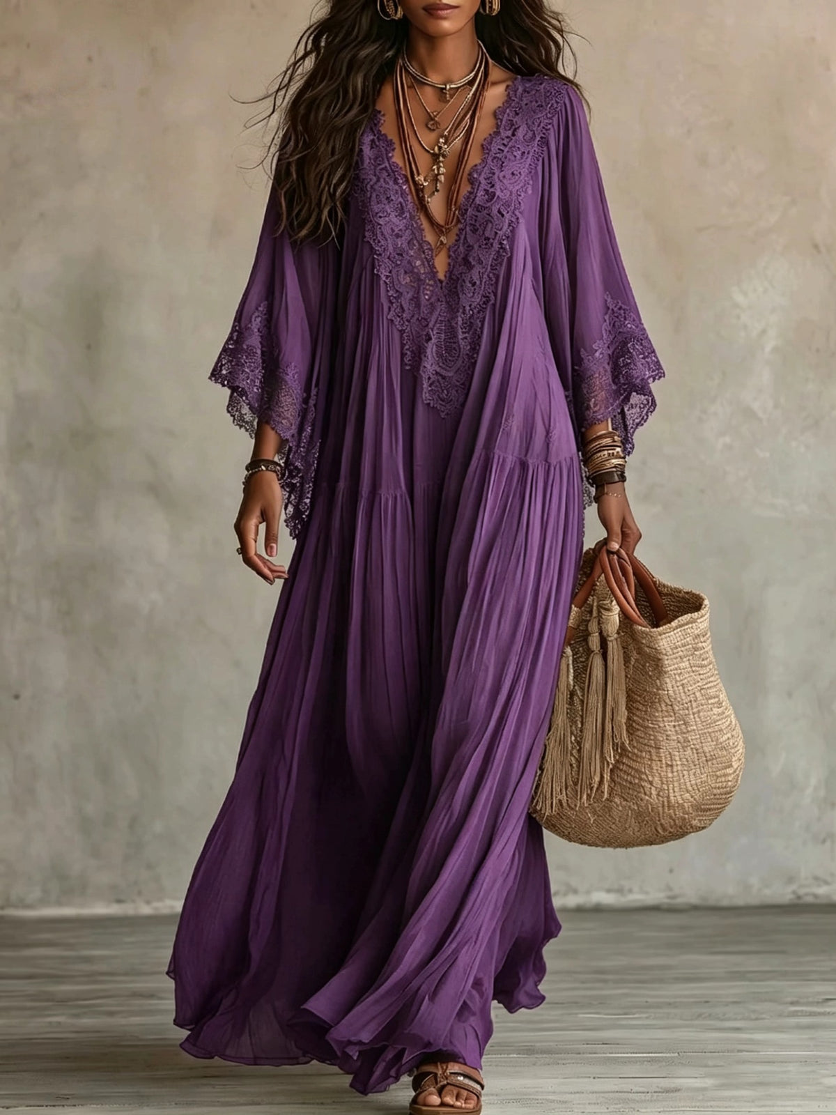 BEAUMONT NICE | ROBE MAXI AVEC DENTELLE POUR FEMMES