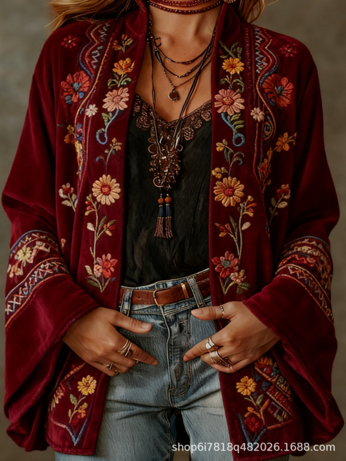 BEAUMONT NICE | VESTE BOHO EN VELOURS POUR FEMMES