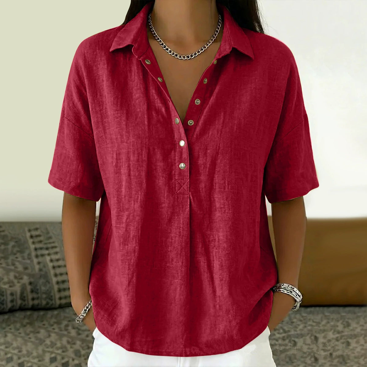 BEAUMONT NICE | CHIC BLOUSE COL V POUR FEMMES