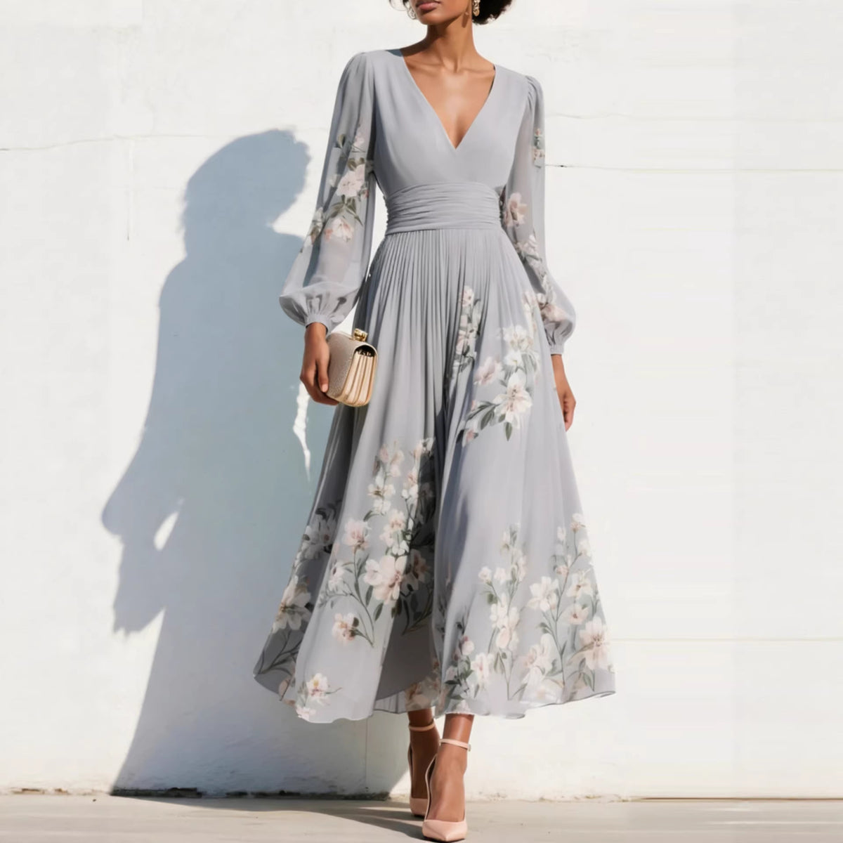 BEAUMONT NICE | ROBE MIDI FLORALE AÉRIENNE POUR FEMMES