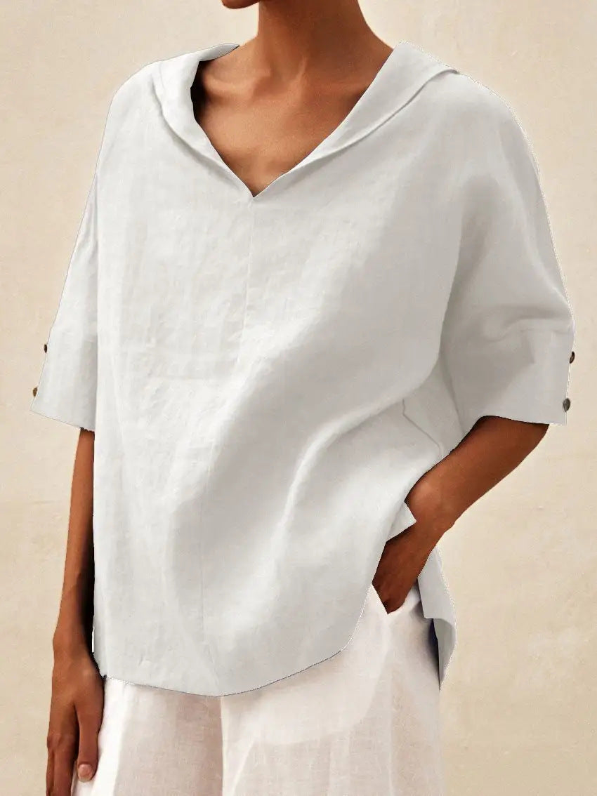 BEAUMONT NICE | BLOUSE EN LIN À COL EN V POUR FEMMES